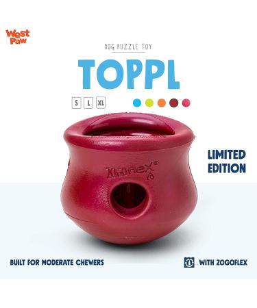 West Paw Zogoflex Holiday Toppl Delicher Dontra Dog Toy Puzzle - Interactive Dog Toy for Moderate Chewers - Durable Treat Dispenser in Ruby Red - Buy Online on GoSupps.com