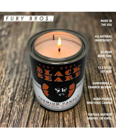 Scented Candles for Men - Black Beard Gunpowder & Charred Hickory | Hand-Poured Natural Soy Wax | Long-Lasting 70-80 Hour Burn | Vintage Tin Home Gift - Made in the USA - Buy Online on GoSupps.com