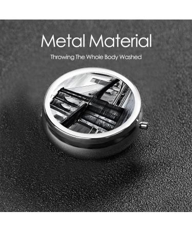 Brooklyn Bridge Mini Round Pill Box | 3 Compartment Travel Organizer | Portable Medicine Case for Home & Office - Buy Online on GoSupps.com