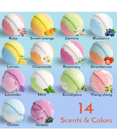 DUAIU Fizzy Bubble Bath Bombs Set of 14 with Essential Oil - Naturally Perfect for Birthday Mother's Day Gift Idea for Wife Monther and Girlfriend - Buy Online on GoSupps.com