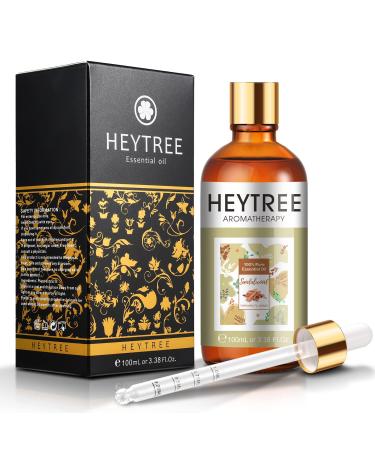 HEYTREE Sandalwood Essential Oil 100ml for Help Quiet The Mind Supporting Feelings of Peace and Focus - Exquisitely Soft Sweet and Woody Scent - Perfect for Aromatherapy Diffuser Sleep Relaxation Sandalwood 100.00 ml (Pack of 1)