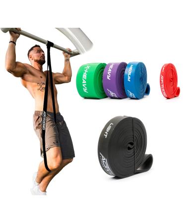 Activevikings Pull-up fitness bands |Perfect for muscle building and CrossFit Freeletics Calisthenics |Fitness band Proofing bands Resistance tapes B - Black: Light (Easy Resistance)