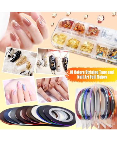 JOYJULY Nail Art Kit for Beginners - 28 Piece Set with Brushes, Dotting Tools, Stickers, Foil Tape, Rhinestones, and Tweezers in White - Buy Online on GoSupps.com