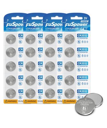 CR2032 3V Button Cell Lithium Battery ECR2032 DL2032 Coin Cell CR 2032 Batteries for AirTag Car Keys Scales Dog Collars Garage Door Remote Thermometer 20pcs