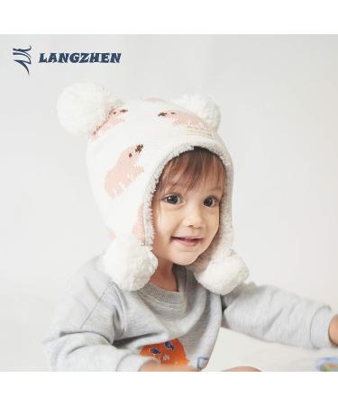 Winter Hat Earflap Knit Warm Cap with Fleece Lining for Toddlers 1-2 Years - Polar Bear-white - Buy Online on GoSupps.com