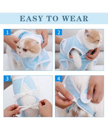Adjustable Cat Protection Suit - Professional Recovery Suit for Abdominal Wounds & Skin Diseases | XL Blue | Post-Op Care for Cats - Buy Online on GoSupps.com