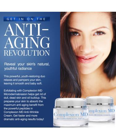 Complexion MD Anti Aging 2 Step Skin Care System (Bundle) - Microdermabrasion Scrub (1.69 oz) + Anti Wrinkle Cream (1 oz) - Reduce Fine Lines & Wrinkles - with Peptides & Hyaluronic Acid - Buy Online on GoSupps.com