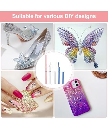 Omsscun 3 Pcs Rhinestone Picker Tool Dual-Ended Rhinestone Pen Rhinestone Applicator Gem Pick up Tool with Wax and Stainless Steel Heads for DIY Nail Art Diamond Painting (White + Pink + Blue) - Buy Online on GoSupps.com