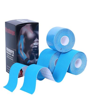 Kinesiology Tape 3 Rolls   Latex Free Elastic  16ft Water Resistant Kinetic Uncut Kinesiology Tape for Knee Pain  Elbow & Shoulder Muscle & Joint Support (Blue)
