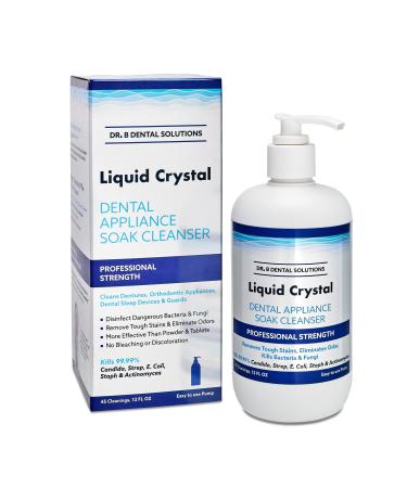 Dr. B's Dental Solutions Liquid Crystal Soak Cleanser for Oral Appliances, Dentures, Nightguards, Retainers, Aligners, and Sleep Apnea Devices