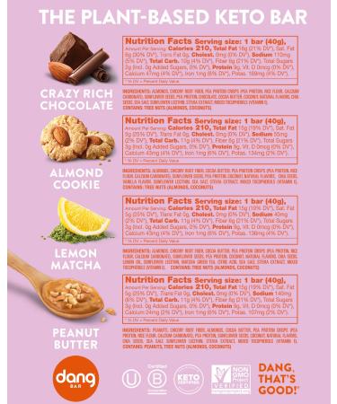 Dang Keto Bar Variety Pack - 12 Bars (1.4 oz each) | Low Carb & Delicious Snacking - Buy Online on GoSupps.com