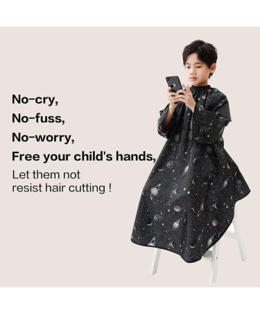 PERFEHAIR Kids Hair Cutting Cape with Sleeves | Professional Salon & Home Use | Black Space Print for Boys & Girls - Buy Online on GoSupps.com