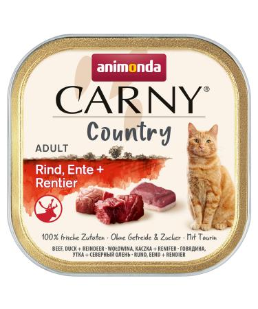 Animonda Carny Adult Country Cat food wet food for cats in the practical portion shell with beef duck + reindeer 32 x 100g beef duck + reindeer 100 g (32 pack)