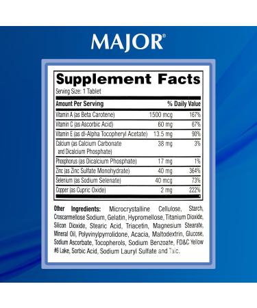 MAJOR ProSight Vitamin and Mineral Supplement - Daily Multivitamin for Women and Men with High Potency Zinc and Antioxidants for Optimum Nutritional Support - 120 Tablets - Buy Online on GoSupps.com