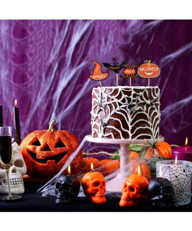 30Pcs Halloween Cupcake Toppers Cute Cartoon Design Cake Insert Toppers Bat Spider Switch Hat Hat Halloween Themed Cake Decorations Party Supplies (30pcs) - Buy Online on GoSupps.com