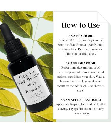 USDA Organic Spruce-Scented Beard Oil for Men | 3-in-1 Premium Grooming Oil for Beard Growth & Maintenance | Ode To The Beard Forest Sage 1 fl oz - Buy Online on GoSupps.com