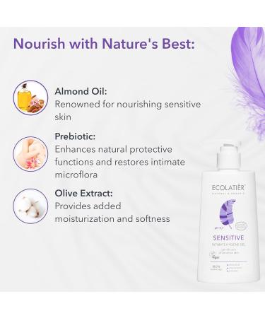Ph Balanced Sensitive Feminine Wash | 97% Natural | Vegan | Daily Intimate Care Gel - Ecolatier 250ml - Buy Online on GoSupps.com