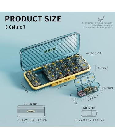 Large Capacity 21 Cells Pill Organizer Waterproof 3x Daily Case for Travel & Everyday Use | Removable 21 Days Pill Storage (Blue - Buy Online on GoSupps.com