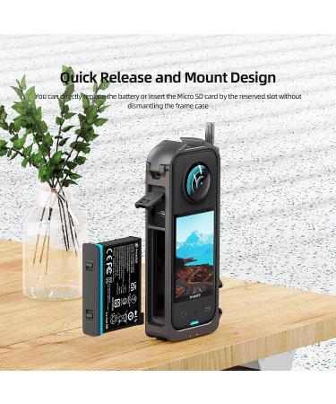 Insta360 X3 Aluminum Protective Frame with Silicone Lens Guards and Cold Shoe Mount - Durable Metal Housing Cage Bundle - Buy Online on GoSupps.com
