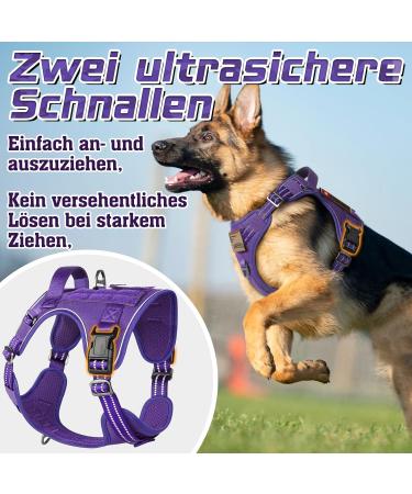 Rabbitgoo Tactical Dog Harness for Large Dogs - Adjustable Durable with Handles & Metal Buckles - Perfect for Hiking (L Purple) - Buy Online on GoSupps.com