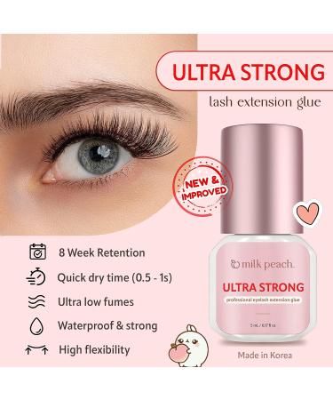 Ultra Strong 8-Week Retention LASH Extension Glue | 0.5s Drying Time | Milk Peach Pro Lash Glue | Low Fumes | Formaldehyde Free | Made in Korea - Buy Online on GoSupps.com