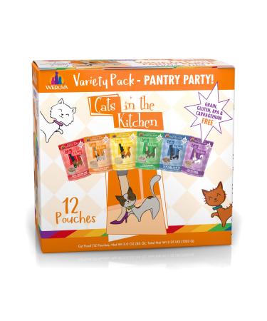 Weruva Cats in the Kitchen Grain-Free Natural Wet Cat Food Pouches Pantry Party Pouch Variety Pack 3 Ounce (Pack of 12)