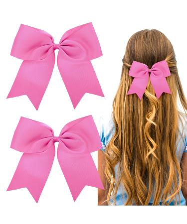 Sibba pink hair loop clip hair clips for women girls 2 pieces 20.3 cm large single -color loops hairpin with a long silky satin tail large slides French accessories for birthday party 2 pieces - pink - Buy Online on GoSupps.com