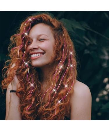 600 Strands Pink Hair Tinsel Extensions Kit for Women & Girls - Sparkling & Heat Resistant Glitter Tinsel Hair - Buy Online on GoSupps.com