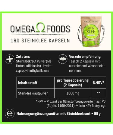 Steinklee Capsules - 180 Vegan Melilotus Officinalis 1000mg - High-Dose Stone Clover for Optimal Health - Buy Online on GoSupps.com
