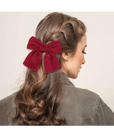 Stylish Red Bow Hair Clip for Women | Large French Hair Bows & Barrettes - Shop Internationally - Buy Online on GoSupps.com
