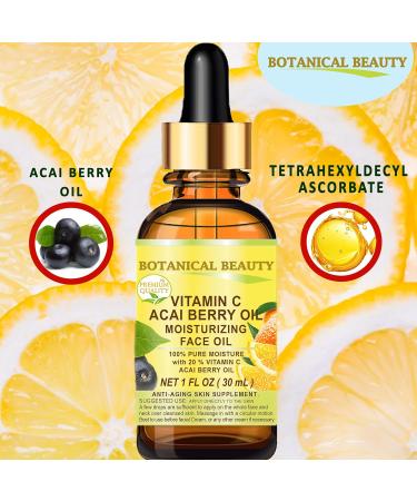 Botanical Beauty VITAMIN C ACAI BERRY Oil. Moisturizing Face Oil. Anti-Aging Regenerating and Nourishing. 20% Vitamin C and 100% Pure Acai Berry Oil. (1 Fl Oz (Pack of 1)) - Buy Online on GoSupps.com