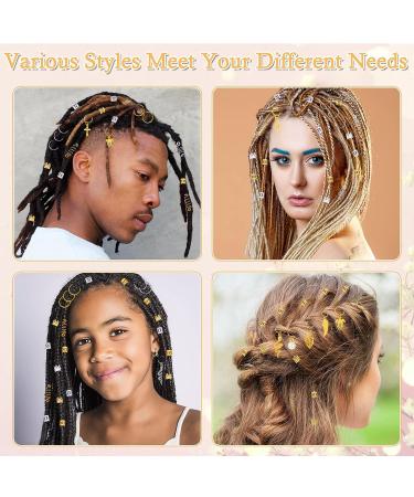 Qinzave Hair Jewelry for Braids & Locs - 294pcs Aluminum Gold Silver Accessories for Dreadlocks | Decorative Charms & Pendants for Hair Braiding - Buy Online on GoSupps.com