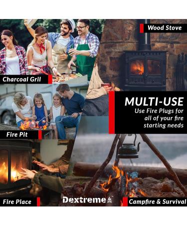 Dextreme Fire Plugs 50 Pcs - Weatherproof Fire Starter for Campfires, Emergencies, Survival - Made in North America - Can Light 50+ Fires, 5+ Minute Burn Time - All Natural - Buy Online on GoSupps.com