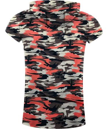 Mens Sleeveless Hooded Workout Tank Top | Red Camouflage | XX-Large - Buy Online on GoSupps.com
