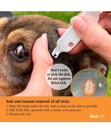 tick-off Patented Tick Tweezers Human Double-Sided Tick Tweezers for Dogs Cats Horses Tick Remover with 2 Tick Hooks and Ergonomic Handle Clinically Tested Single Pack White - Buy Online on GoSupps.com
