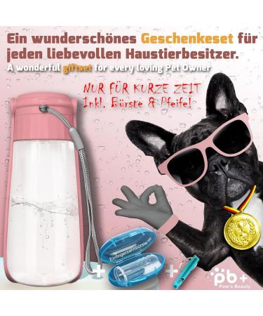 NEW 3 Series Modern Foldable 550ml Dog Drinking Bottle Gift Set - Leak-Proof Portable Includes Toothbrush & Pipe - Premium On-the-Go Solution for Dogs - Pink - Buy Online on GoSupps.com
