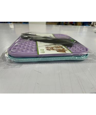 Coomazy Leak Mat for Dogs - 2-Pack Lick Mats with Silicone Spatula & Brush | Slow Feeder Dog Bath & Grooming - Blue & Purple - Buy Online on GoSupps.com
