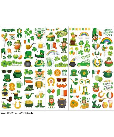 XIYOKA St. Patrick's Day Tattoos - 100+ Pcs, 22 Unique Sheets Shamrock & Clover Temporary Tattoos for Kids Party Favors - Buy Online on GoSupps.com