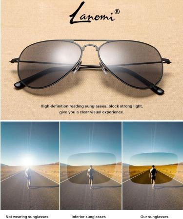 LANOMI Men's Pilot Sunglasses & Reading Glasses - UV400 Classic Metal Black - Perfect for Driving Fishing & Travel (1.5x) - Buy Online on GoSupps.com