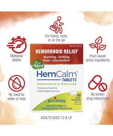 Boiron Hemorrhoid Relief Tablets and Homeopathic Pellets 60 Count and 80 Pellets - Buy Online on GoSupps.com