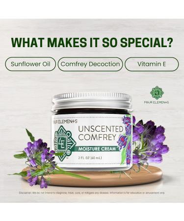 Four Elements 4E Unscented Comfrey Moisture Cream Deeply Moisturize and Nourish your Skin Certified Organic 2 OZ - Buy Online on GoSupps.com