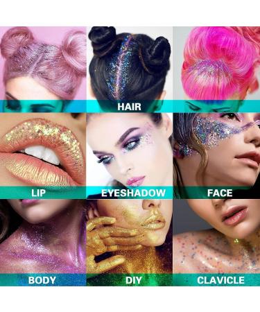 Go Ho Silver and White Body Glitter Set Singer Concerts Face Glitter Gel Makeup Holographic Long Lasting Chunky Sequins Glitters for Eye Lip Hair Nails Festival Rave Accessories White+ Silver - Buy Online on GoSupps.com