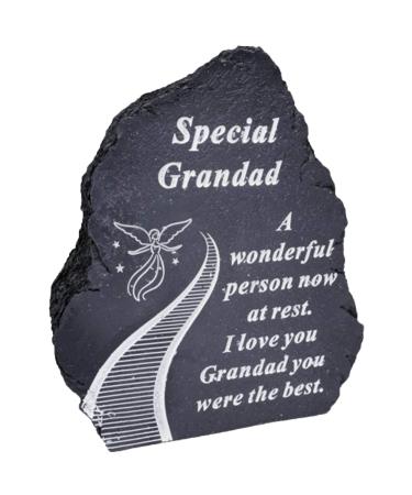 Black And White Stairway To Heaven Special Grandad Tribute Detail Rock Memorial Grave Plaque