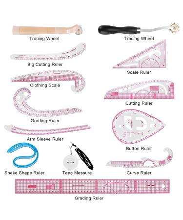 13PCS Styling Sewing French Curve Ruler Set | Dress Makers Tailors Pattern Making Ruler for Fashion Design | Fabric Guides with English Markings - Buy Online on GoSupps.com