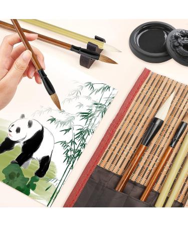 10-Piece Chinese Calligraphy Brushes Set with Bamboo Holder - SUNJOYCO Painting Writing Brush for Kanji Japanese Sumi Drawing, Watercolor Art Brushes for Beginners - Buy Online on GoSupps.com
