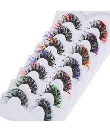Ruairie Colored False Eyelashes - Fluffy Wispy Russian Strip Lashes - 7 Colors D Curl Volume Curly Faux Mink Lashes - Buy Online on GoSupps.com