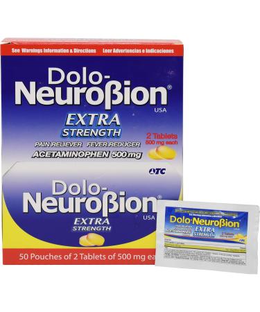 Neurobion Dolo Pain Reliever Fever Reducer Extra Strength Fuerte Alivia el Dolor Reduce la Fiebre Dispenser 50 x 2 Tablets - Buy Online on GoSupps.com