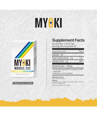 MYOKI Muscle Support Powder (0.1 oz / 3 g Stick Packs 15 Count) Science Backed Supplement for Lean Muscle Strength & Mobility Novel Formula for Muscle Health & Loss Support - Buy Online on GoSupps.com