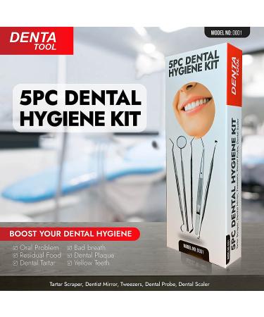6pc Stainless Steel Dental Tools Kit: Plaque & Tartar Remover Set with Mirror Picks - Teeth Cleaning & Polishing Set - Buy Online on GoSupps.com