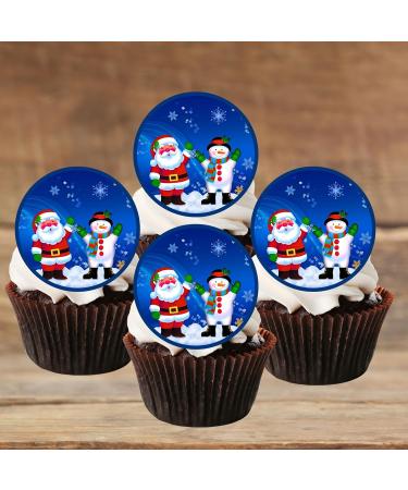 PRECUT Christmas Santa Snowman Cupcake Toppers Christmas Edible Cake Decorations Snowman Cake Toppers Xmas Cupcake Decoration Santa Cup Cake Topper (12) - Buy Online on GoSupps.com